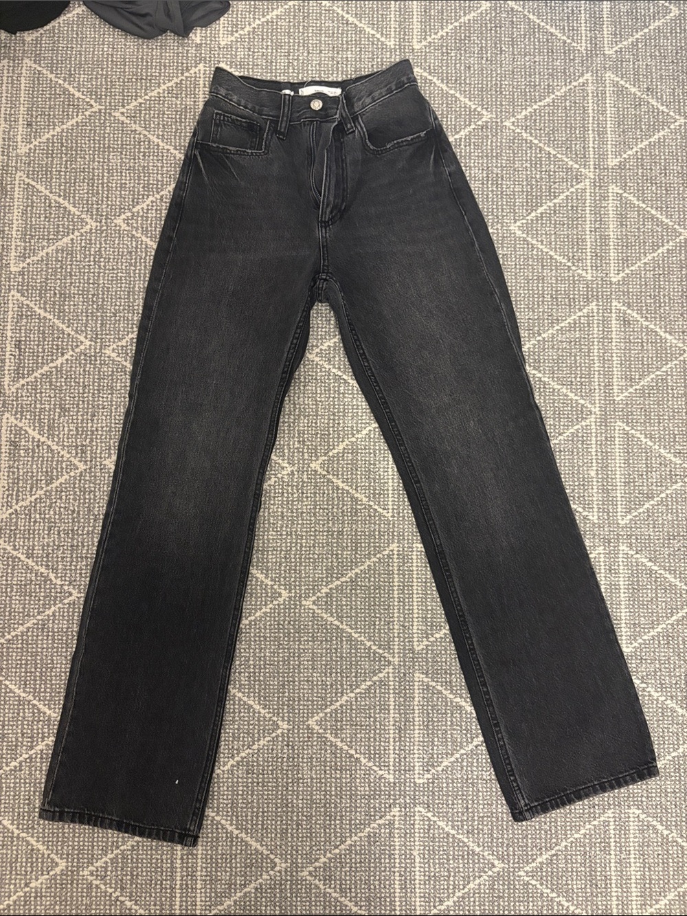 Mango Woman’s Washed Black Straight Jeans